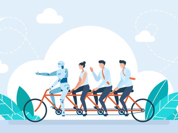 A robot leads a tandem bike ride