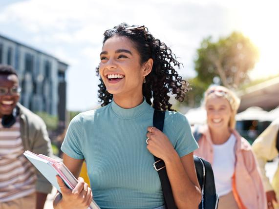 Students walk outside in fresh air