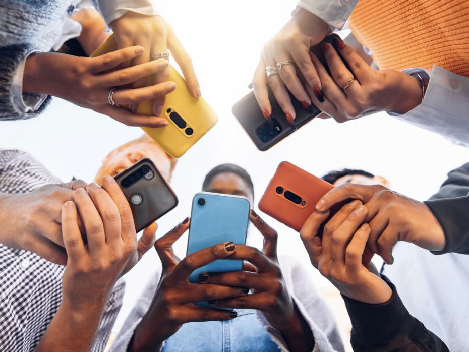 Students using their phones