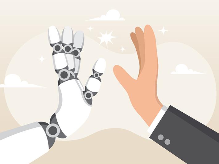 Robot human hands in high five