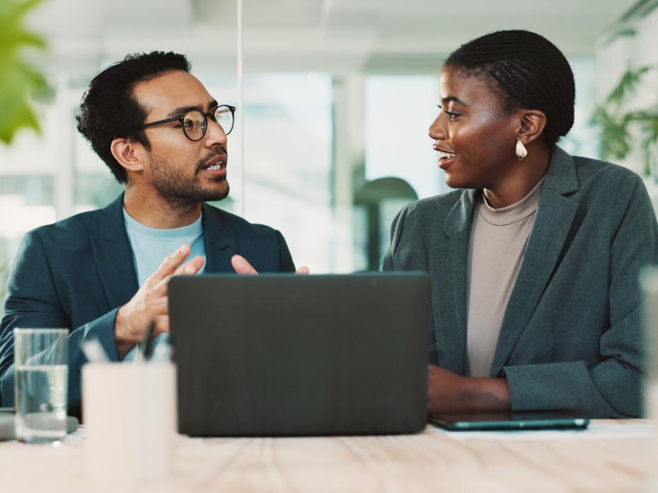 Two colleagues negotiating