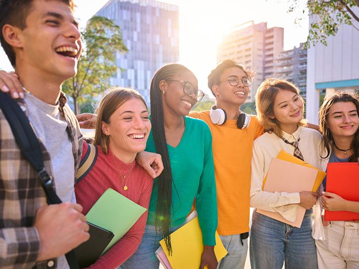 Multiracial group of university students