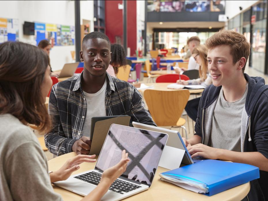 Students chatting in class
