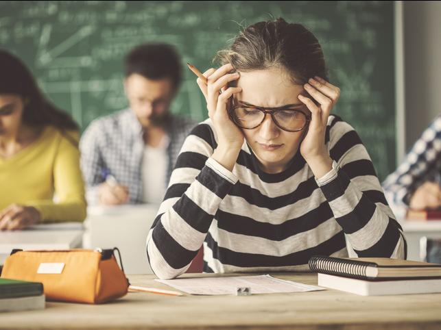 A student struggles in class