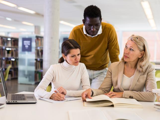 Librarians work together in a team