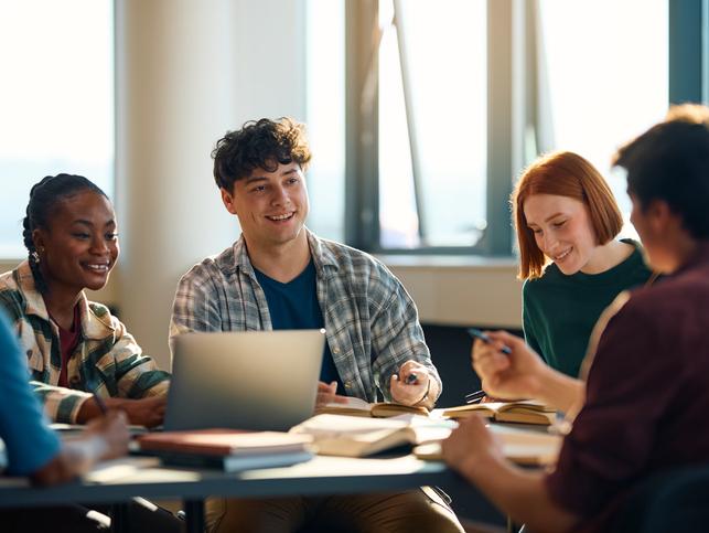 Students work together in a group