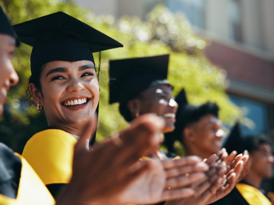 University students celebrating their graduation