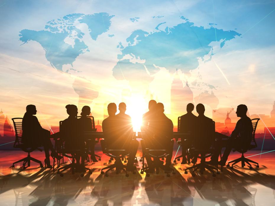 International group of people meeting