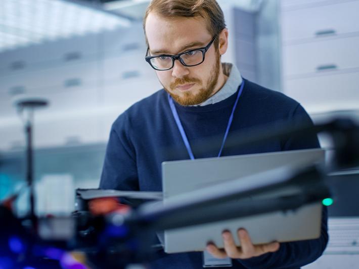 Caucasian male lab technician