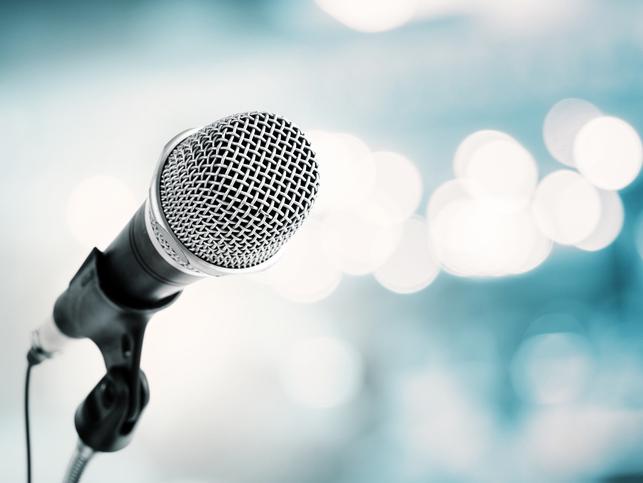 A close-up of a microphone