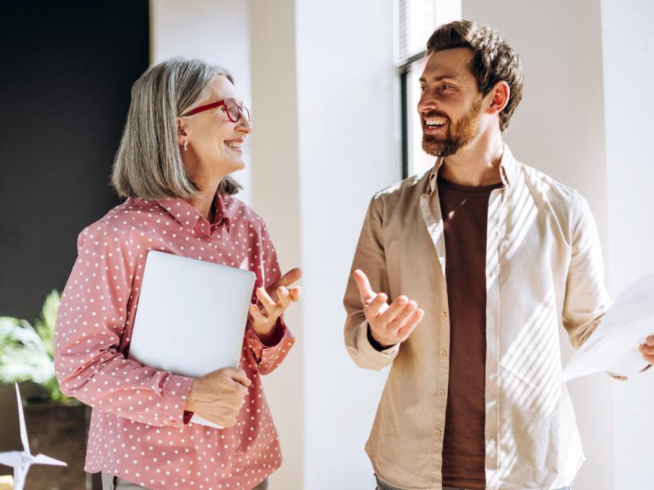 Two academics chatting 
