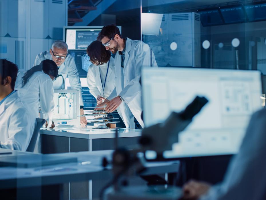 A team of scientists in a lab