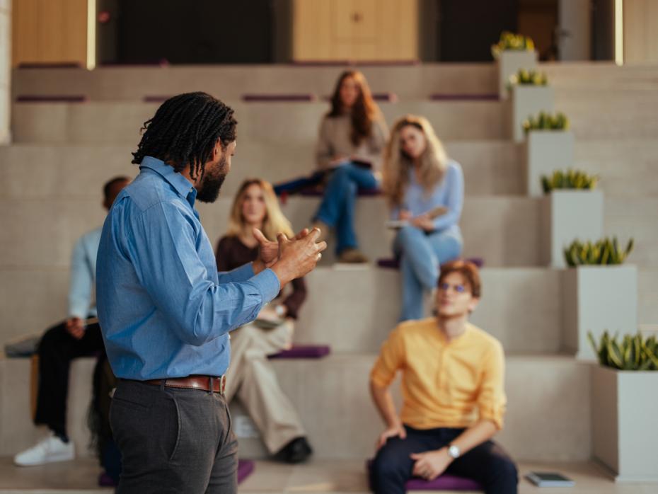 An academic giving a lecture