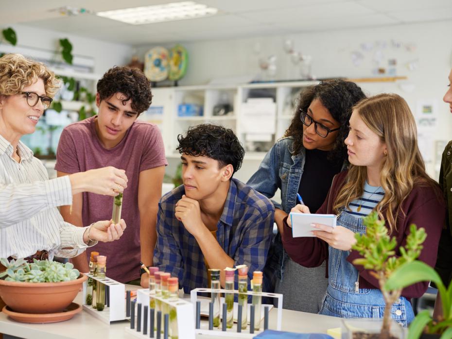 Students testing samples in a lab