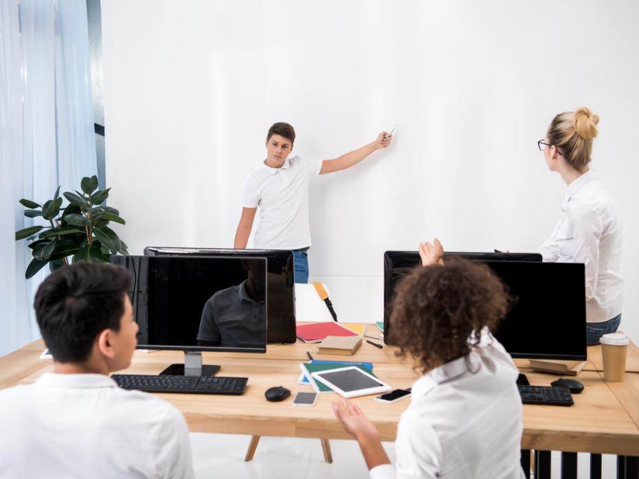 A student presenting to class