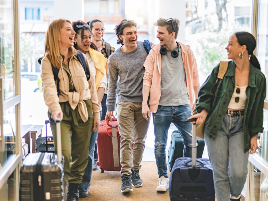 Group of students embarking on a trip
