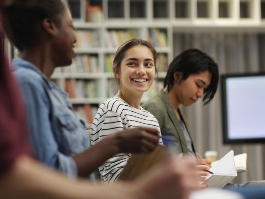 Students smiling in class