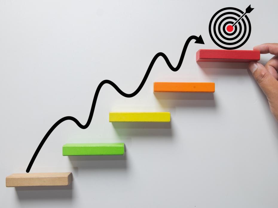 A ladder leading to a target