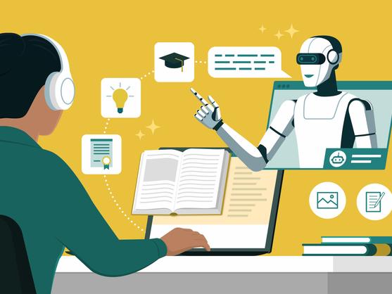 An illustration of AI helping a student work