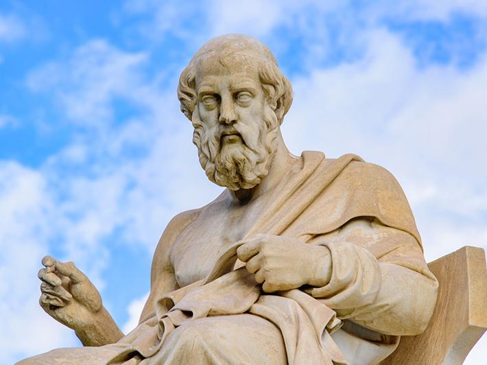 Statue of Plato in front of Academy of Athens in Athens, Greece