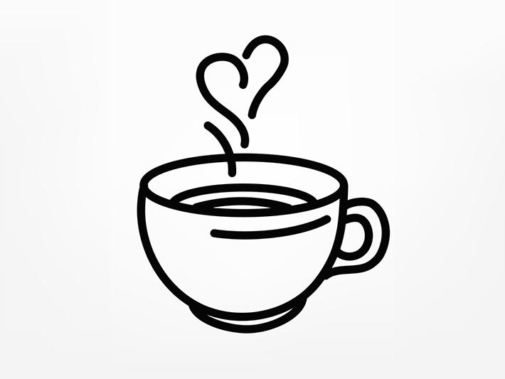 Line drawing of coffee cup