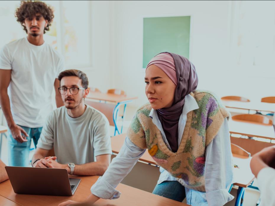 Students in class having a discussion