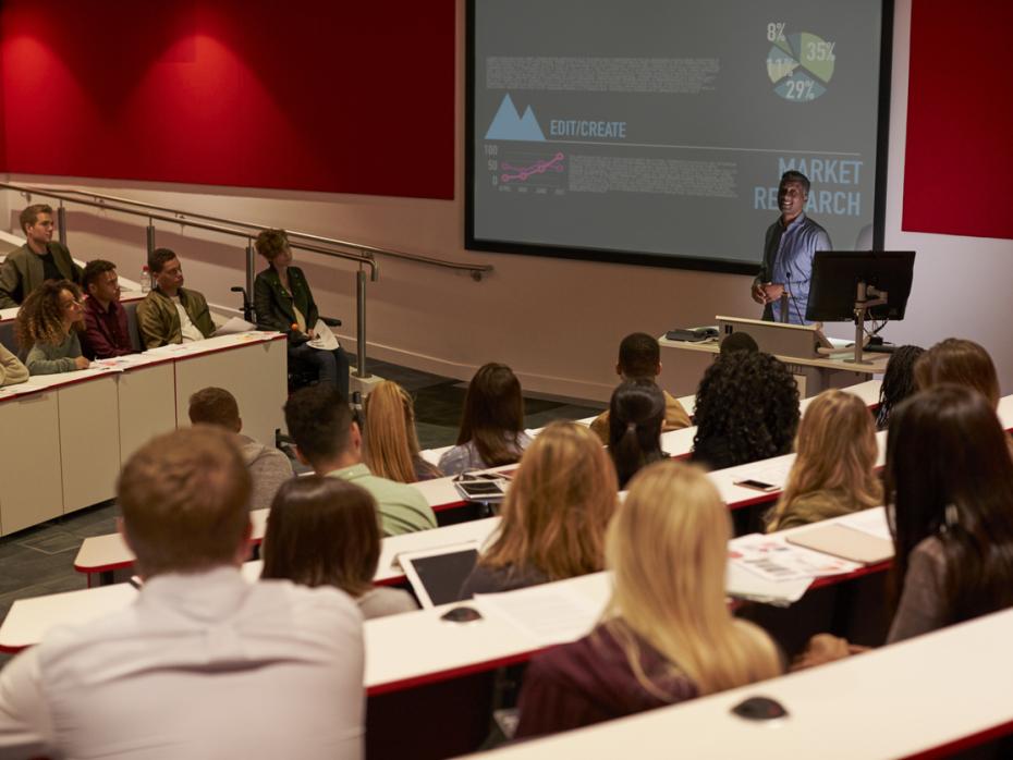 A lecture hall full of students