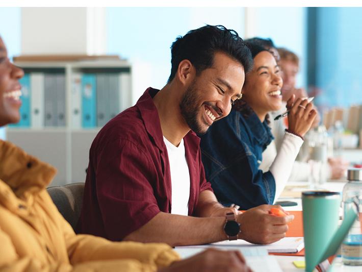 Multiracial group of adult learners