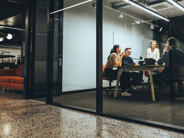 Business colleagues having a meeting in a boardroom