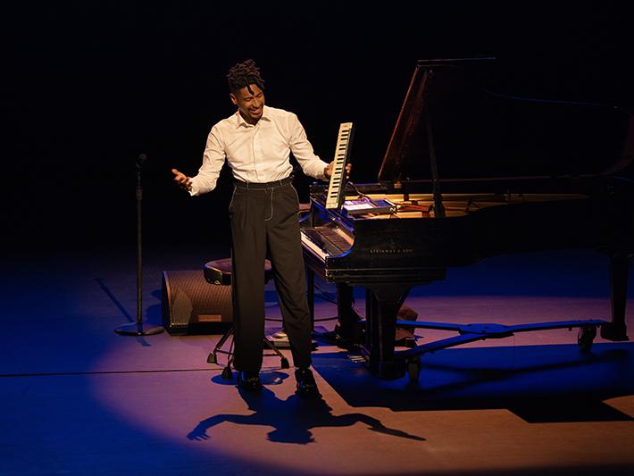 Musician Jon Batiste at the launch of Jameel Arts & Health Lab-Lancet Global Collection on Arts & Health in New York City