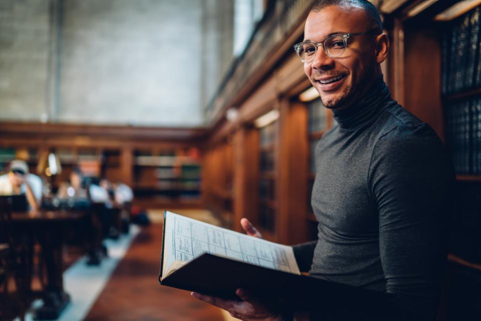 An academic in a library