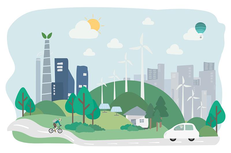 Illustration of a sustainable city