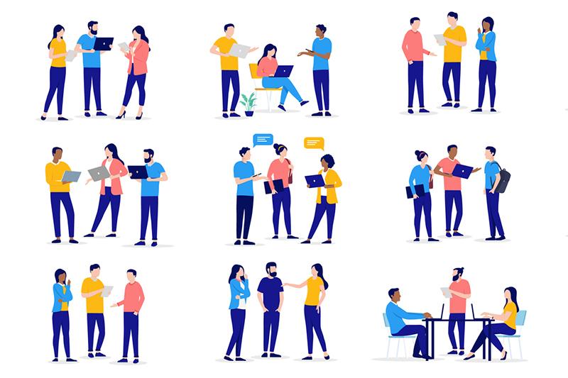 Illustration of groups of students