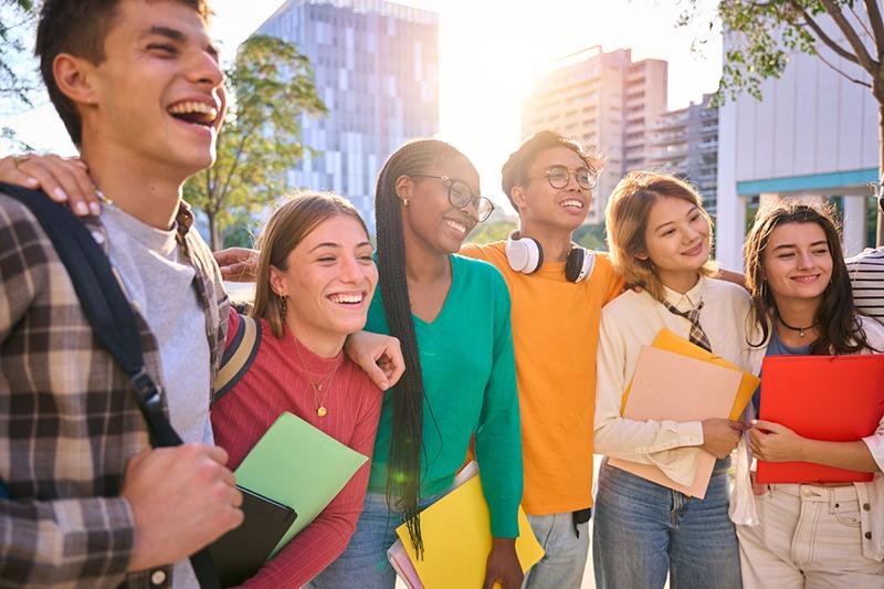 Multiracial group of university students