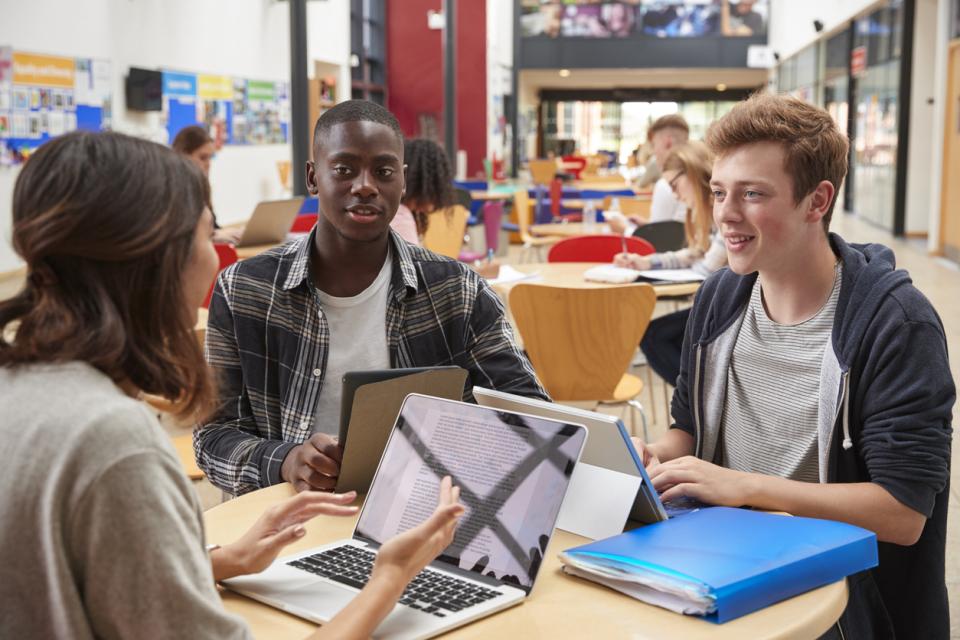Students chatting in class