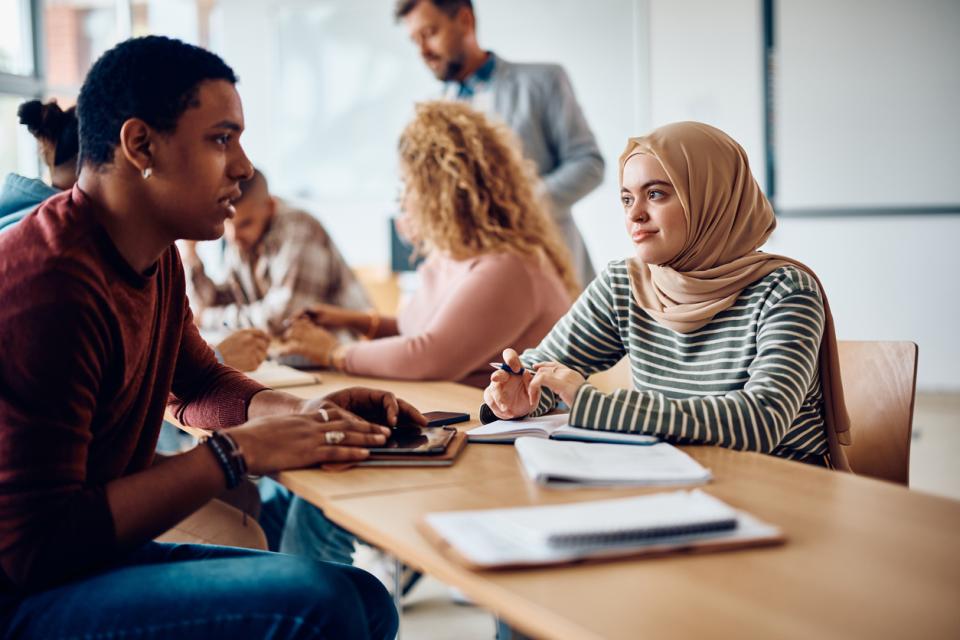University students sitting at their desks