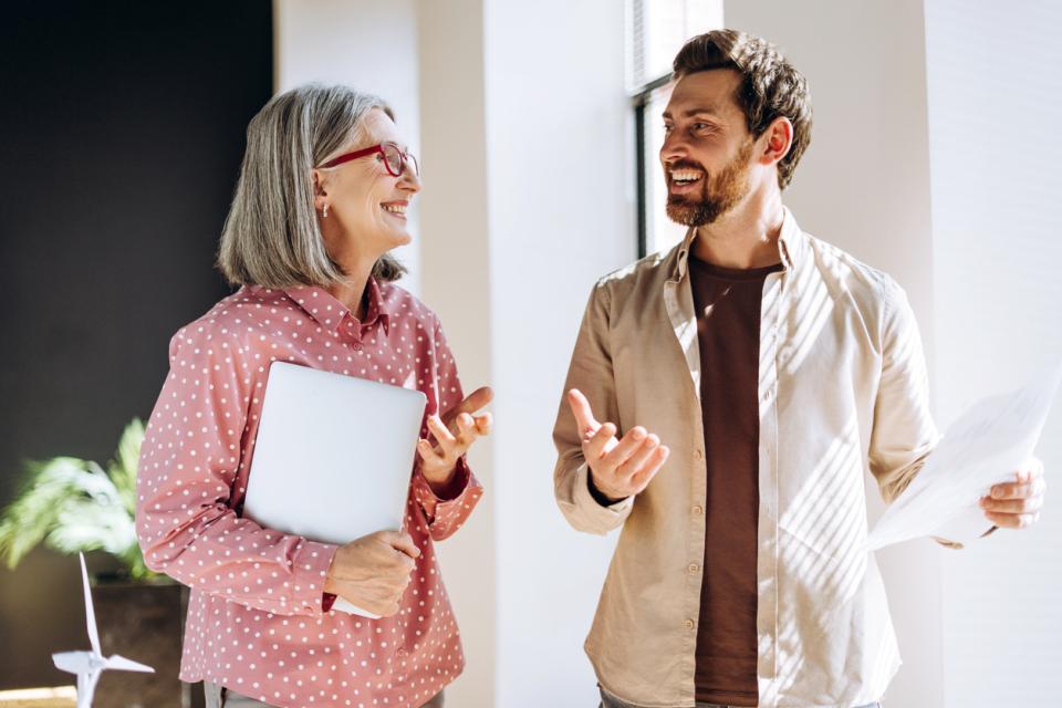 Two academics chatting 