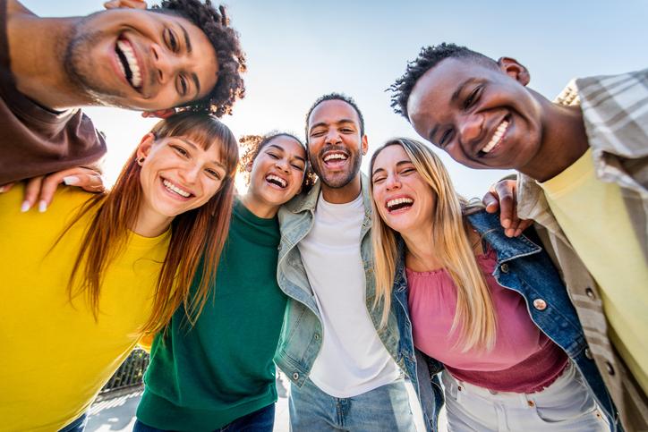 A group of students pose for a selfie