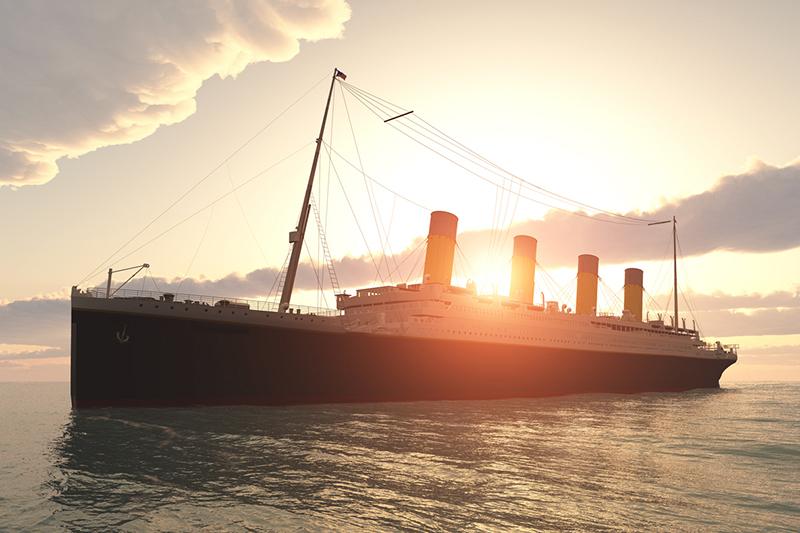 Computer-generated 3D illustration of Titanic liner