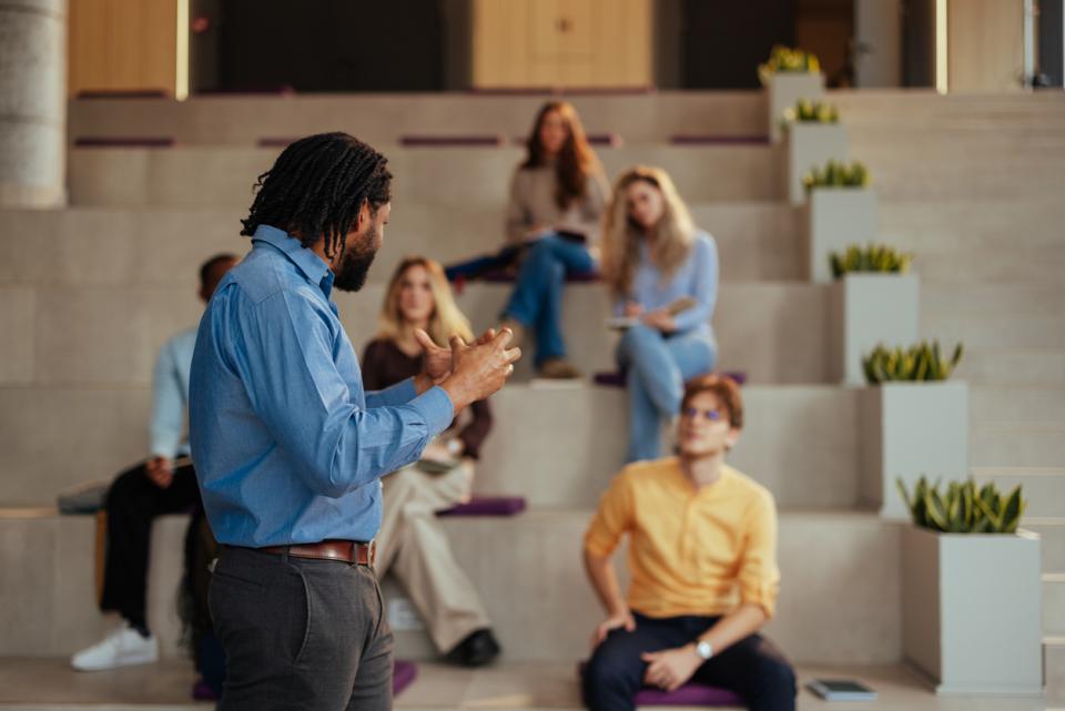 An academic giving a lecture
