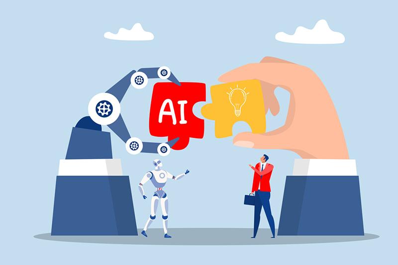 AI and human collaboration concept illustration
