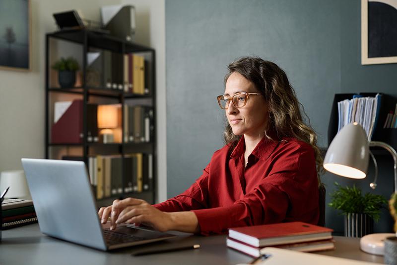 Woman working at laptop