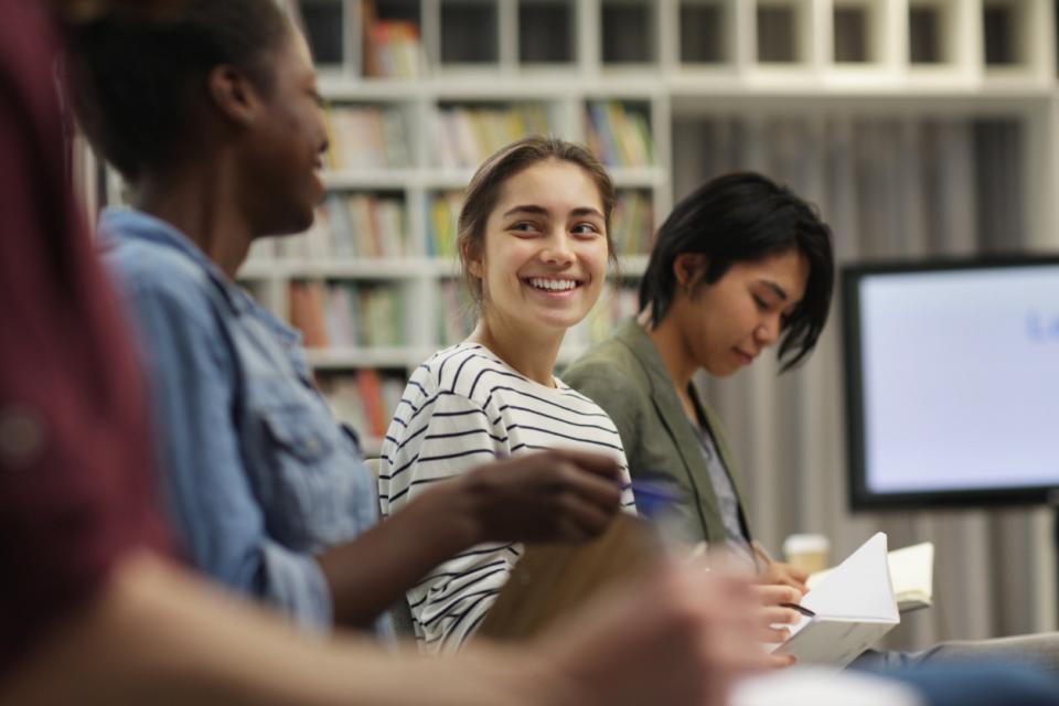 Students smiling in class