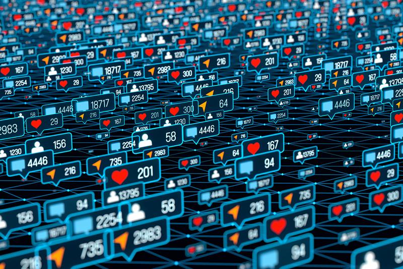 Social media likes, hearts, sends