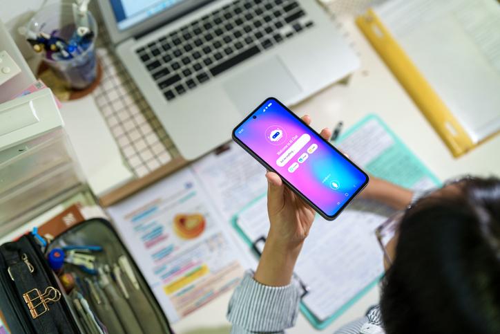 A student consults an AI bot for study help