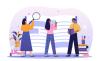 An illustration of people working with a giant book