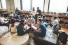 Students sitting together in a library