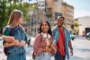 Multiracial group of three university students
