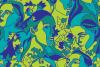 Illustration of faces in blues and greens
