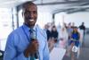 Black man giving presentation